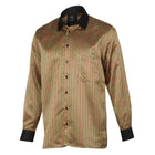 Madiba's Pin Stripe - Gold Long Sleeve Jacquard Woven Men's Shirt