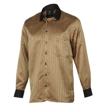Madiba's Pin Stripe - Gold Long Sleeve Jacquard Woven Men's Shirt