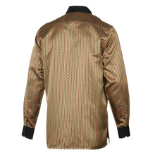 Madiba's Pin Stripe - Gold Long Sleeve Jacquard Woven Men's Shirt