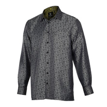 Madiba's Paisley - Black Long Sleeve Jacquard Woven Men's Shirt