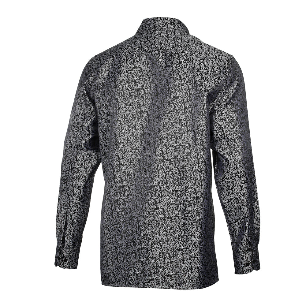 Madiba's Paisley - Black Long Sleeve Jacquard Woven Men's Shirt