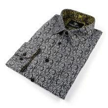 Madiba's Paisley - Black Long Sleeve Jacquard Woven Men's Shirt
