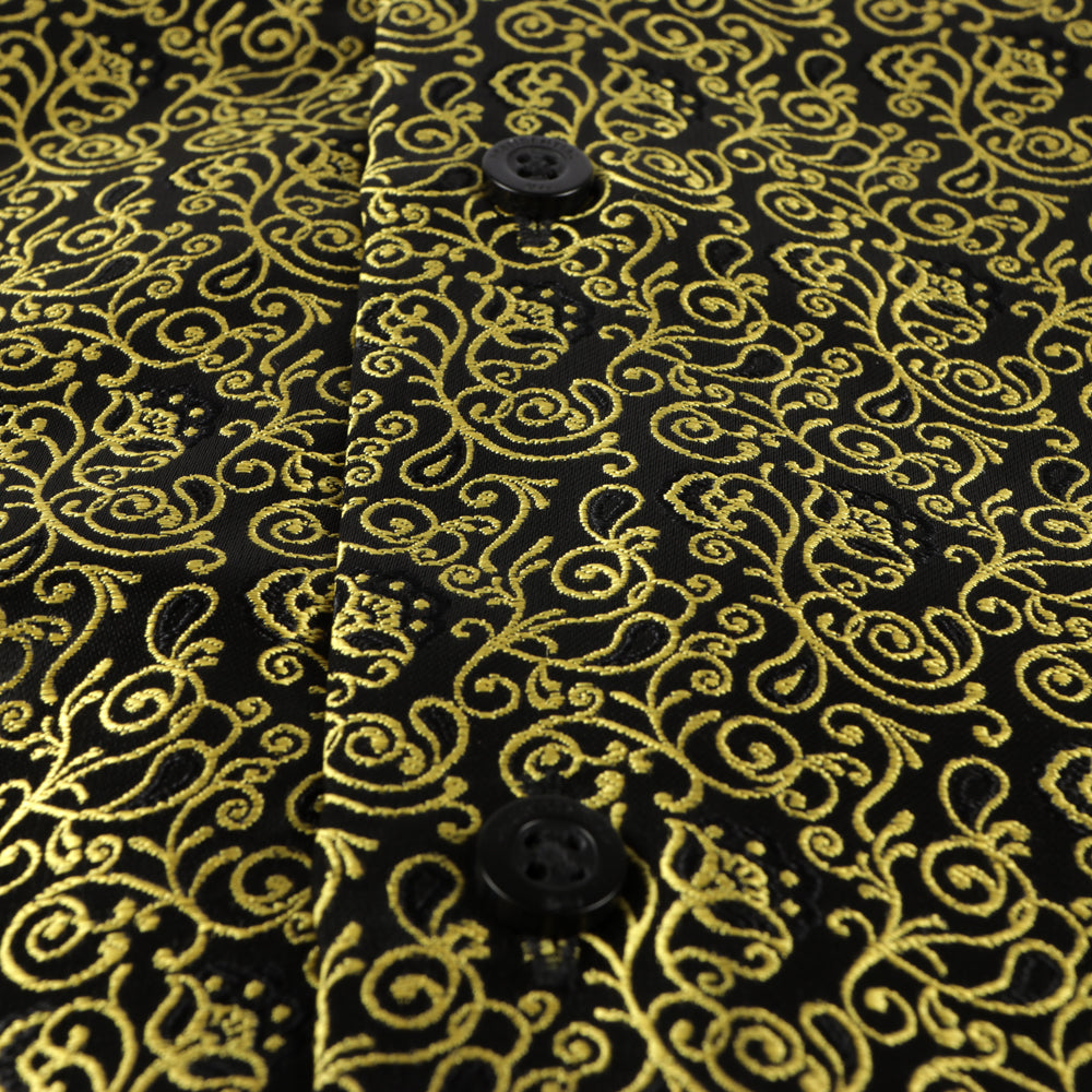 Madiba's Paisley - Gold Long Sleeve Jacquard Woven Men's Shirt