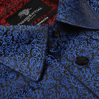 Madiba's Paisley - Blue Long Sleeve Jacquard Woven Men's Shirt