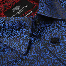 Madiba's Paisley - Blue Long Sleeve Jacquard Woven Men's Shirt