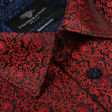 Madiba's Paisley - Red Long Sleeve Jacquard Woven Men's Shirt