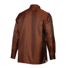 Madiba's Paisley - Orange Long Sleeve Jacquard Woven Men's Shirt