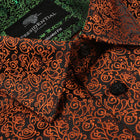 Madiba's Paisley - Orange Long Sleeve Jacquard Woven Men's Shirt