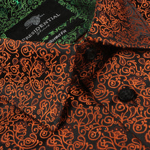 Madiba's Paisley - Orange Long Sleeve Jacquard Woven Men's Shirt