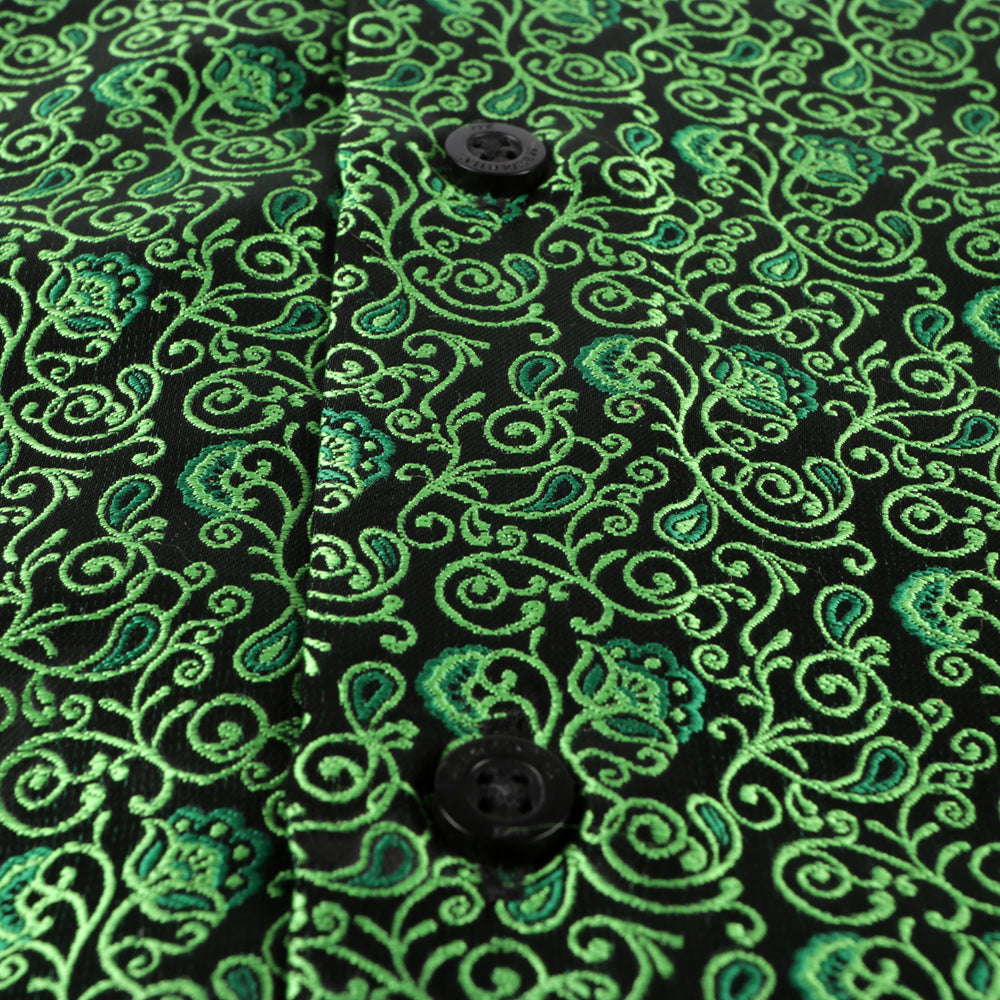 Madiba's Paisley - Green Long Sleeve Jacquard Woven Men's Shirt