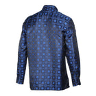African Circle - Royal Blue Long Sleeve Jacquard Woven Men's Shirt