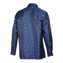 African Circle - Royal Blue Long Sleeve Jacquard Woven Men's Shirt