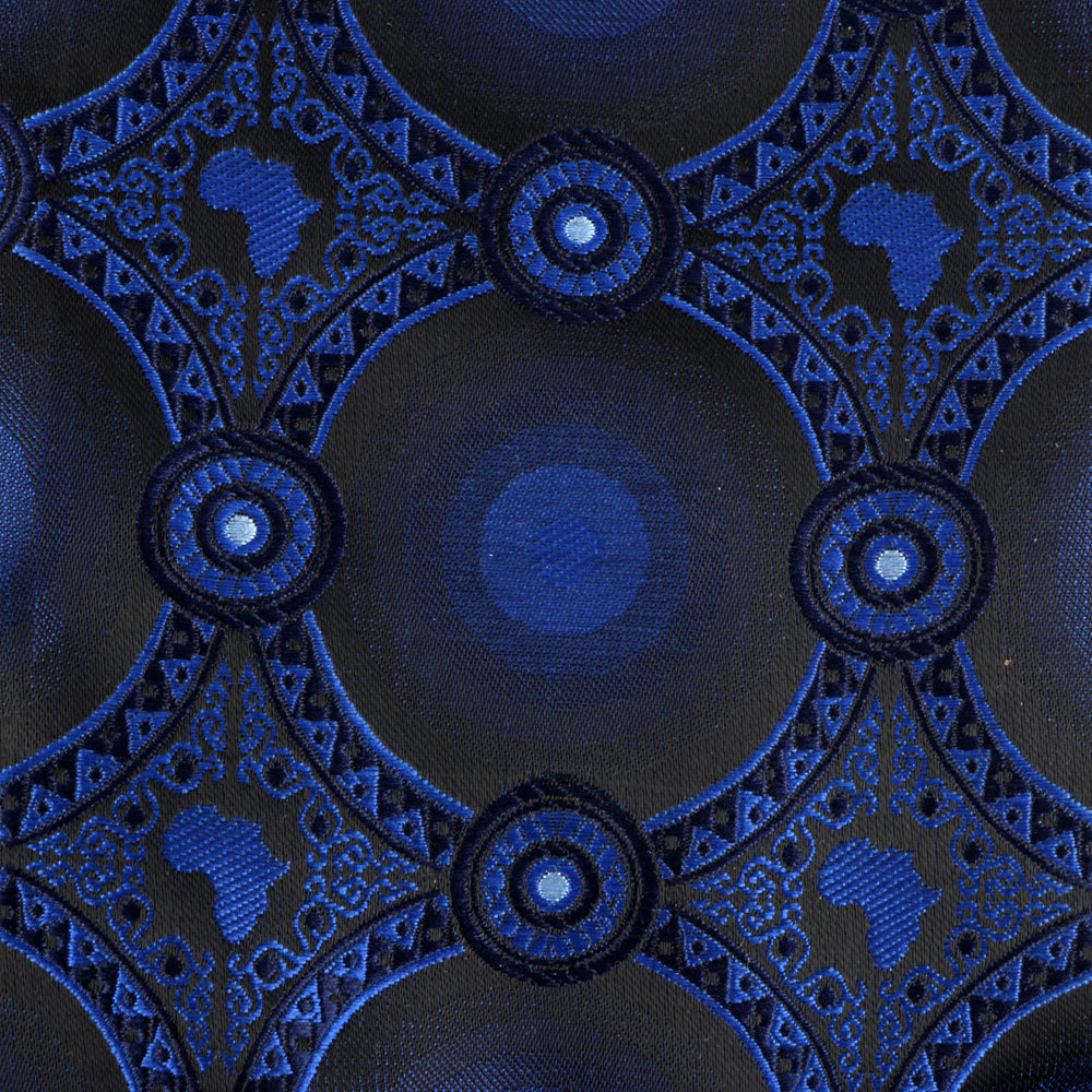 African Circle - Royal Blue Long Sleeve Jacquard Woven Men's Shirt