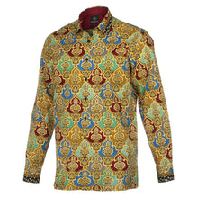 Moroccan Chess - Blue Men's Long Sleeve Cotton Printed Shirt