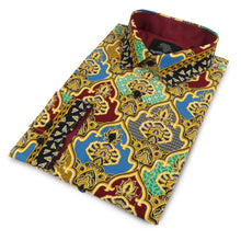 Moroccan Chess - Blue Men's Long Sleeve Cotton Printed Shirt