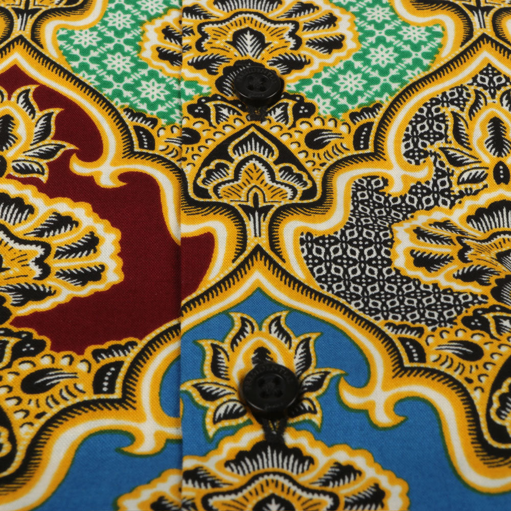 Moroccan Chess - Blue Men's Long Sleeve Cotton Printed Shirt