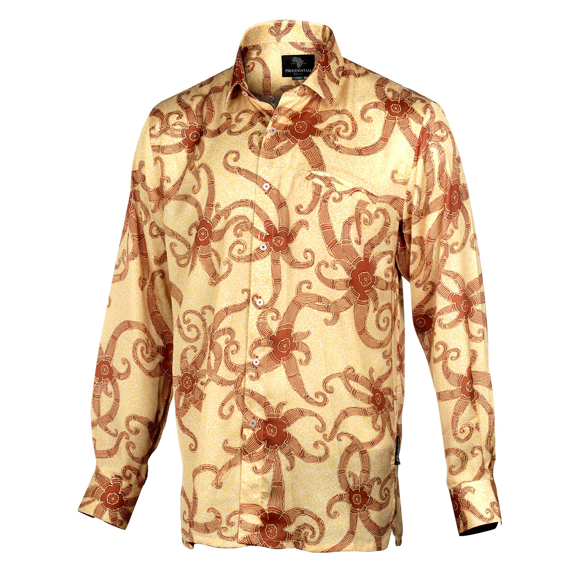 Madiba Original - Madiba's World Cup Men's Long Sleeve Cotton Printed Shirt