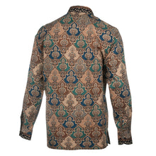 Morroccan Chess - Green Men's Long Sleeve Cotton Printed Shirt