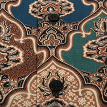 Morroccan Chess - Green Men's Long Sleeve Cotton Printed Shirt