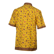 Swirling Spring Flowers - Yellow Printed Short Sleeve Men's Shirt