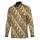 Moroccan Chess - Brown Men's Long Sleeve Cotton Printed Shirt