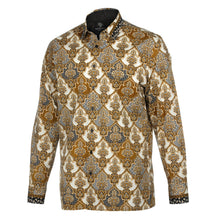 Moroccan Chess - Brown Men's Long Sleeve Cotton Printed Shirt