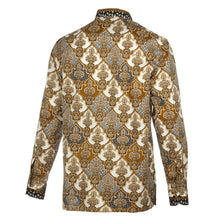 Moroccan Chess - Brown Men's Long Sleeve Cotton Printed Shirt