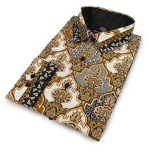 Moroccan Chess - Brown Men's Long Sleeve Cotton Printed Shirt