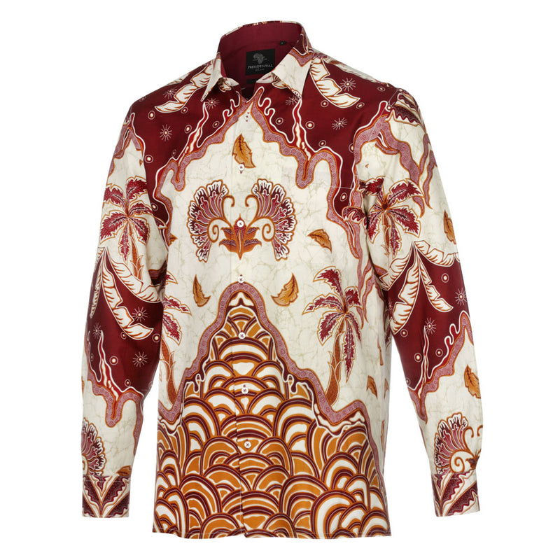 Kilimanjaro - White Men's Long Sleeve Cotton Printed Shirt