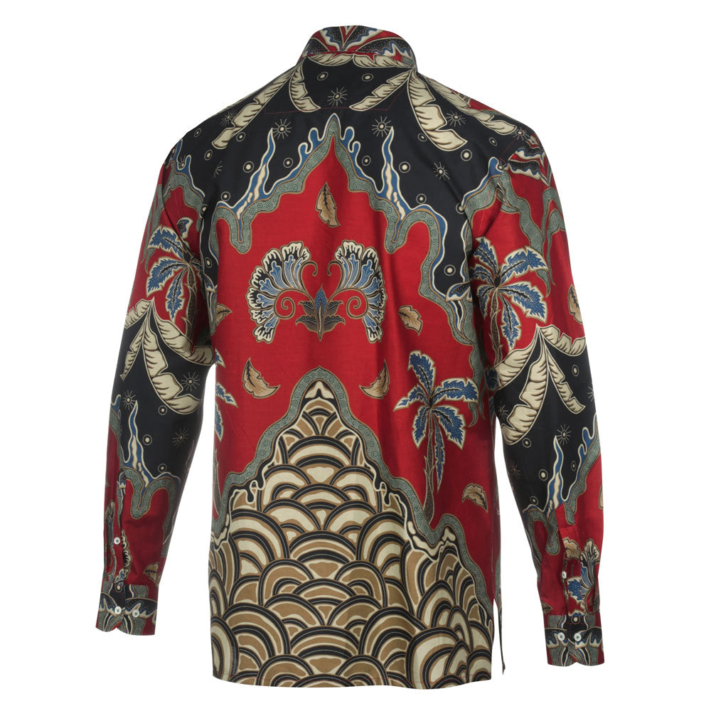 Kilimanjaro - Red Men's Long Sleeve Cotton Printed Shirt