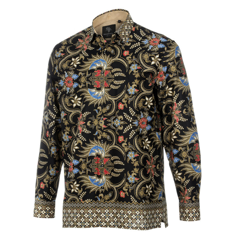 Mandela's Dream - Black Men's Long Sleeve Cotton Printed Shirt