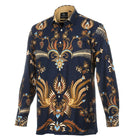 United Peacock - Blue Men's Long Sleeve Cotton Printed Shirt