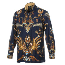 United Peacock - Blue Men's Long Sleeve Cotton Printed Shirt