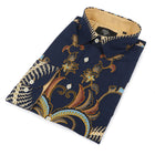 United Peacock - Blue Men's Long Sleeve Cotton Printed Shirt