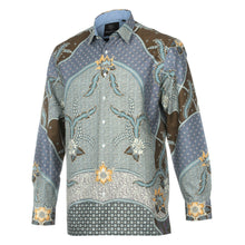 Purple Rain - Blue Men's Long Sleeve Cotton Printed Shirt