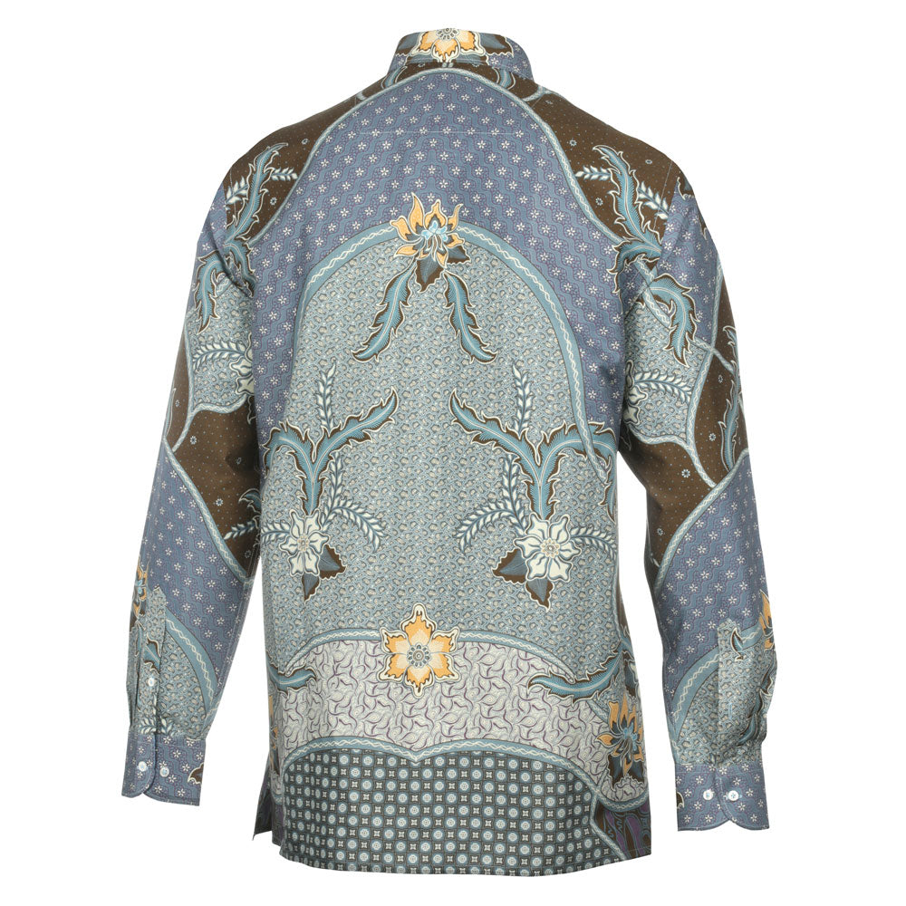 Purple Rain - Blue Men's Long Sleeve Cotton Printed Shirt