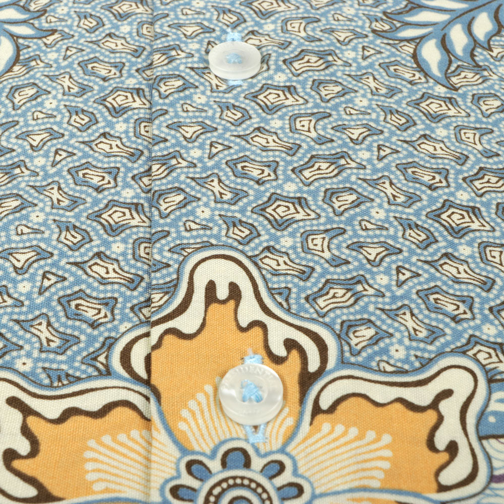 Purple Rain - Blue Men's Long Sleeve Cotton Printed Shirt