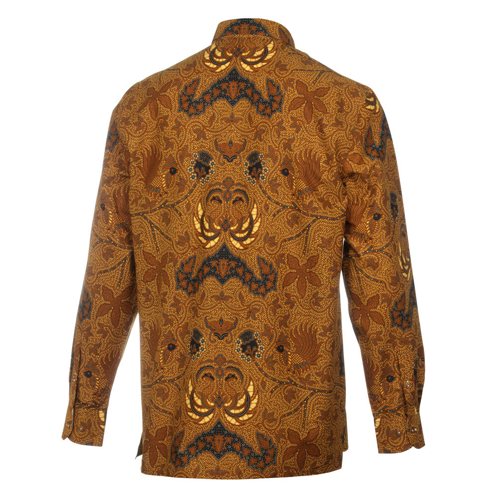 Brown Sensation - Brown Men's Long Sleeve Cotton Printed Shirt