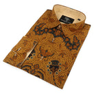 Brown Sensation - Brown Men's Long Sleeve Cotton Printed Shirt