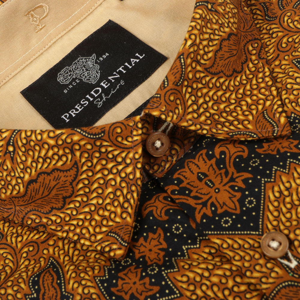 Brown Sensation - Brown Men's Long Sleeve Cotton Printed Shirt