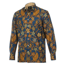 Blue Peacock - Blue Men's Long Sleeve Cotton Printed Shirt