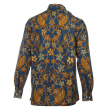 Blue Peacock - Blue Men's Long Sleeve Cotton Printed Shirt