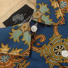 Blue Peacock - Blue Men's Long Sleeve Cotton Printed Shirt