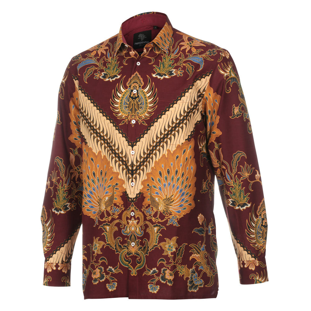 Red Magic - Red Men's Long Sleeve Cotton Printed Shirt