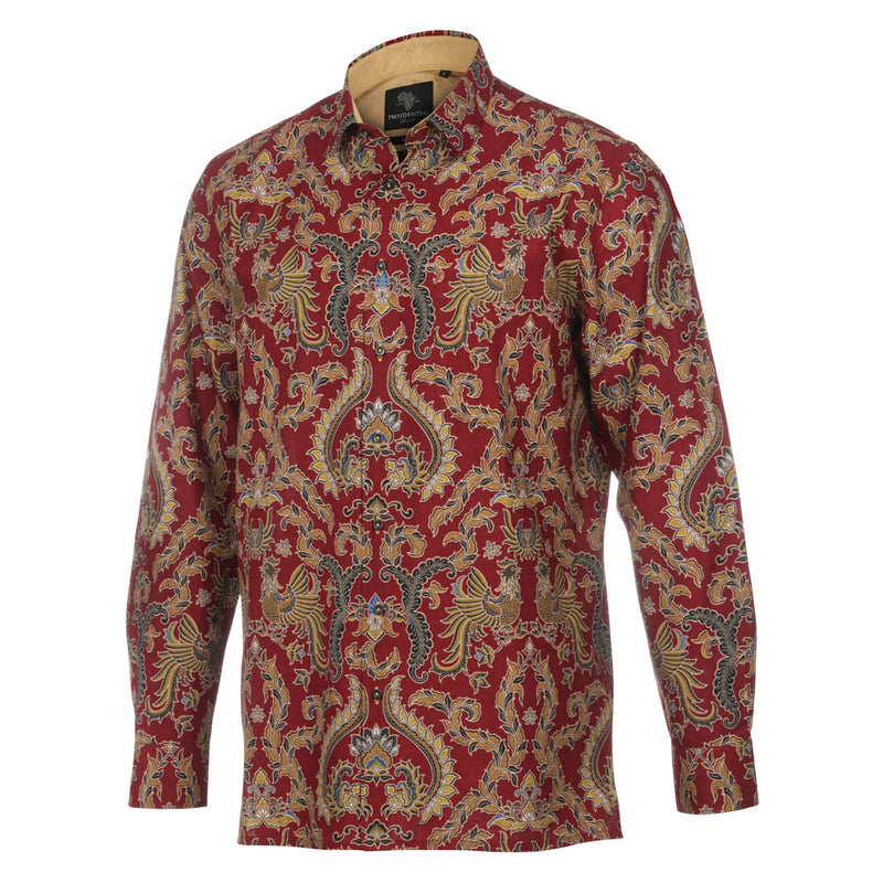 Inspiration - Red Men's Long Sleeve Cotton Printed Shirt