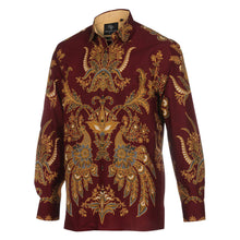 Diva Dahlia - Burgandy Men's Long Sleeve Cotton Printed Shirt