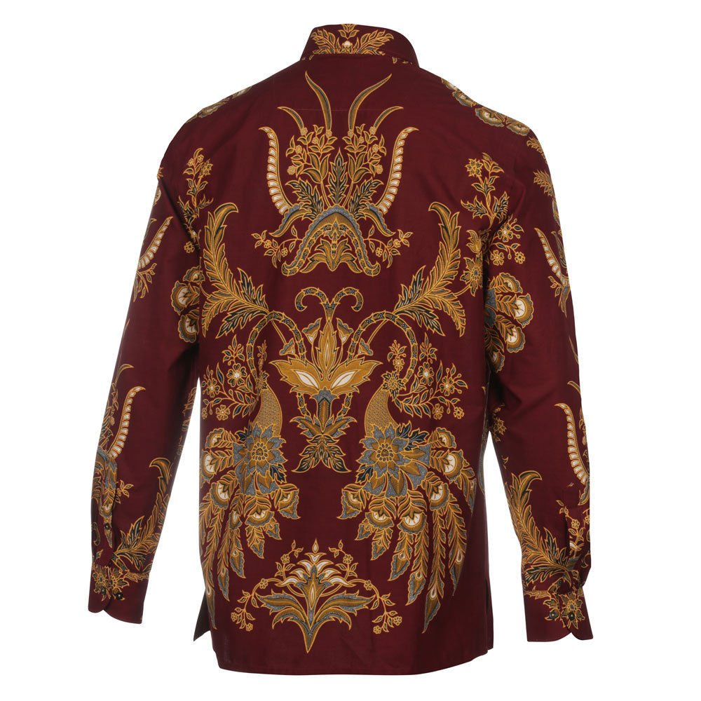 Diva Dahlia - Burgandy Men's Long Sleeve Cotton Printed Shirt
