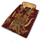 Diva Dahlia - Burgandy Men's Long Sleeve Cotton Printed Shirt