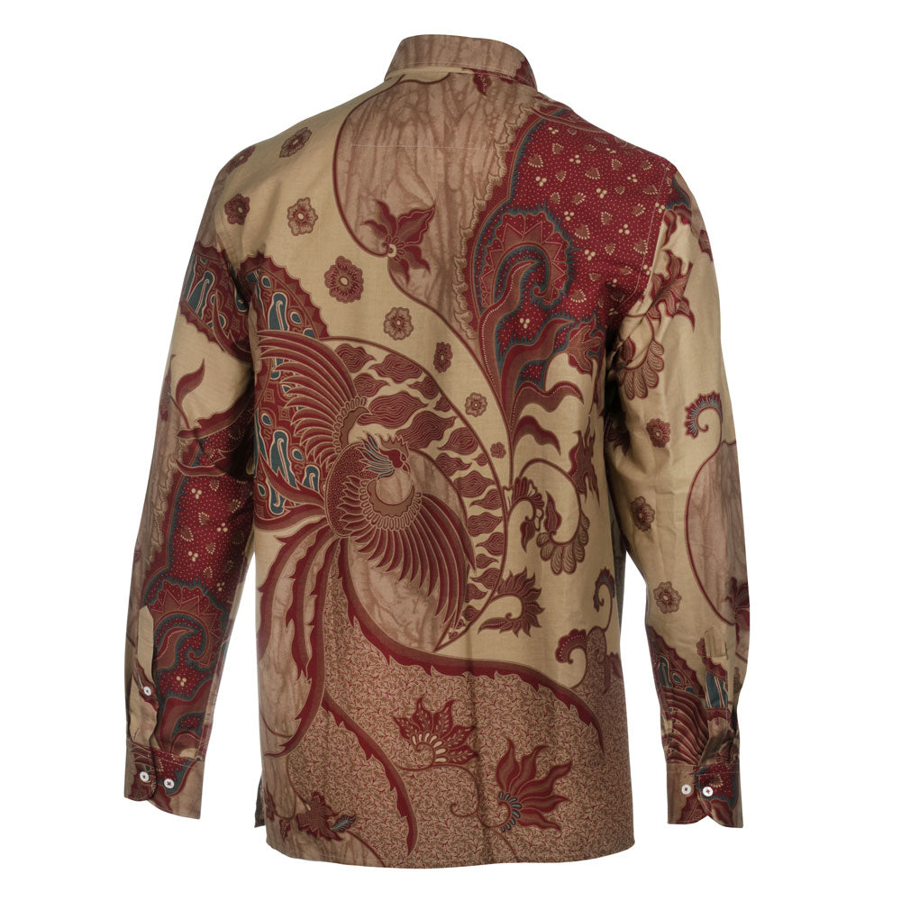 Majestic Bird - Red Men's Long Sleeve Cotton Printed Shirt