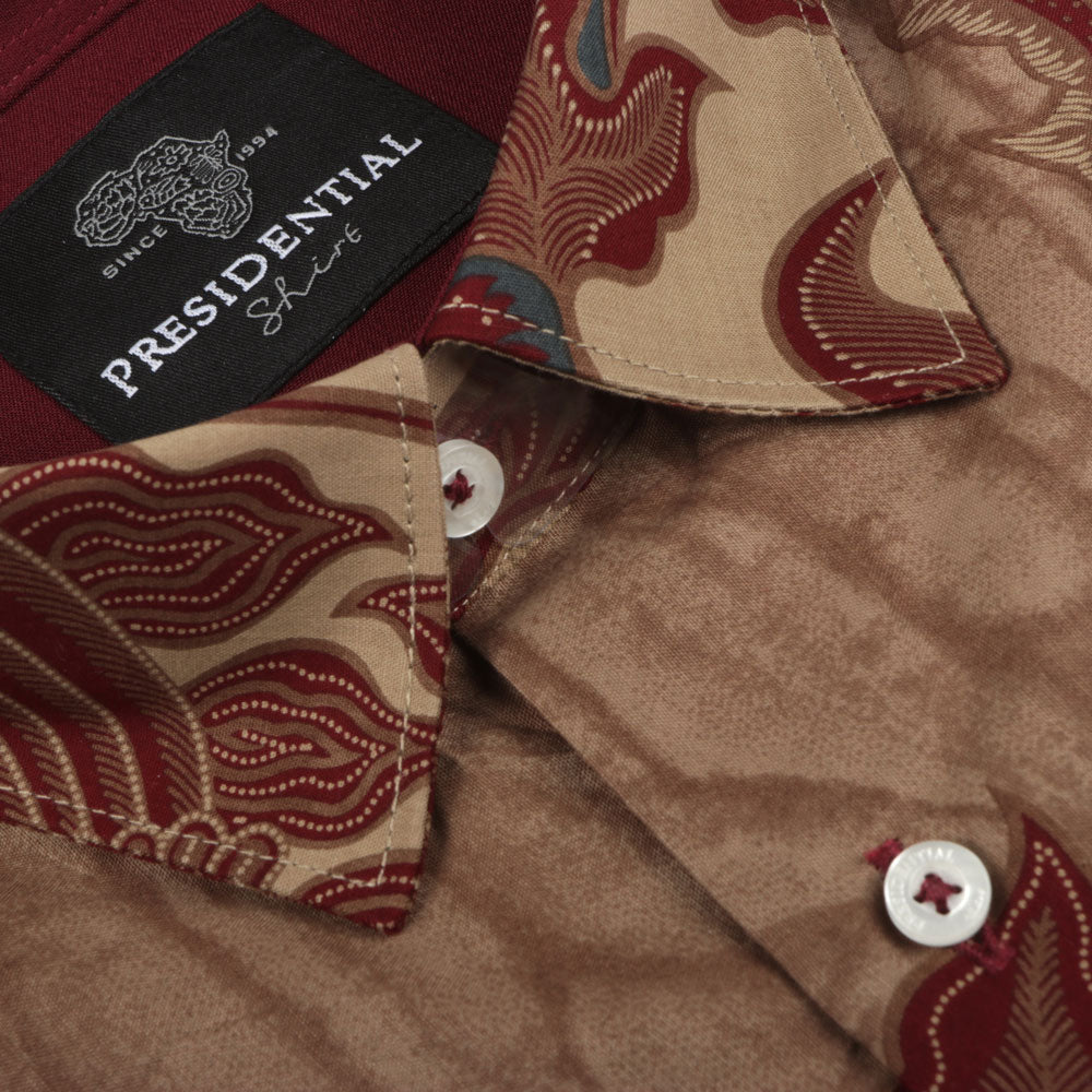 Majestic Bird - Red Men's Long Sleeve Cotton Printed Shirt